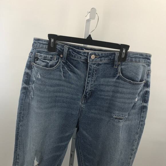 KANCAN Blue Vintage High Rise Distressed Slim Straight Ankle Jeans - Picture 4 of 12